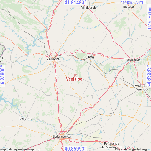 Venialbo on map