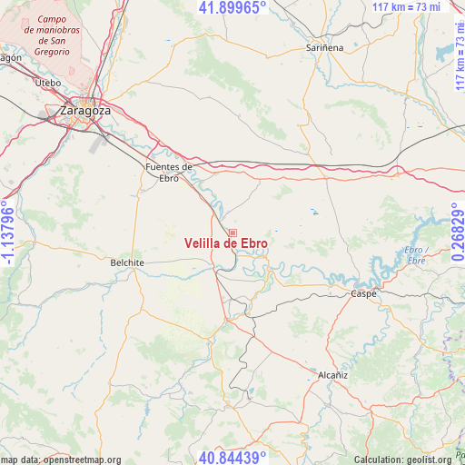 Velilla de Ebro on map