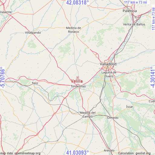 Velilla on map