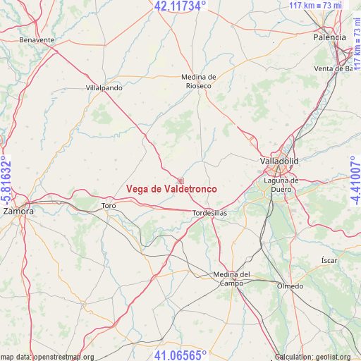 Vega de Valdetronco on map