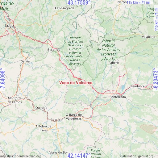 Vega de Valcarce on map