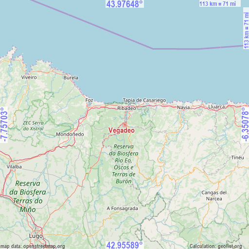 Vegadeo on map