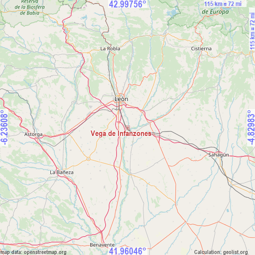Vega de Infanzones on map