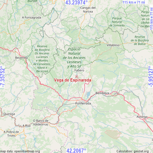 Vega de Espinareda on map