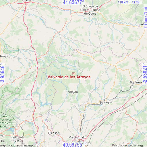 Valverde de los Arroyos on map