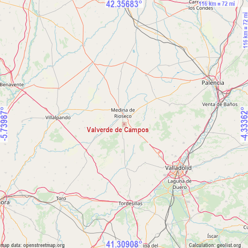Valverde de Campos on map