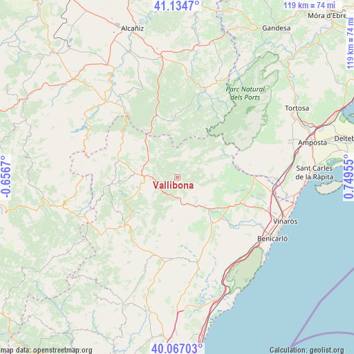 Vallibona on map