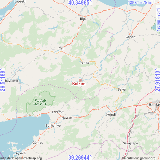 Kalkım on map