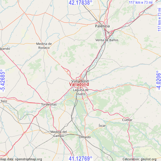 Valladolid on map