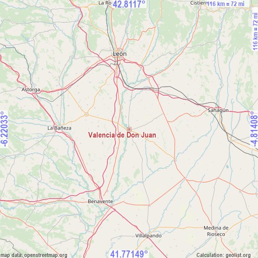 Valencia de Don Juan on map