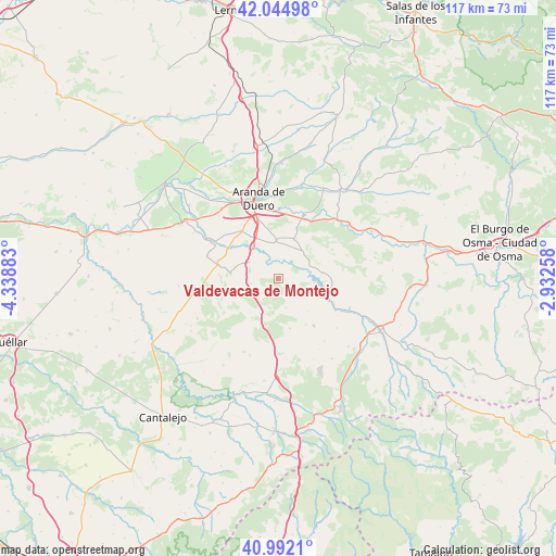 Valdevacas de Montejo on map