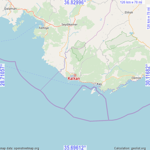 Kalkan on map