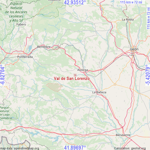 Val de San Lorenzo on map