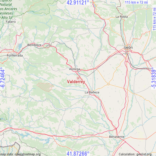 Valderrey on map