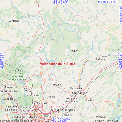 Valdepeñas de la Sierra on map