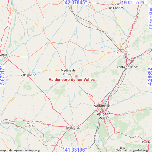 Valdenebro de los Valles on map
