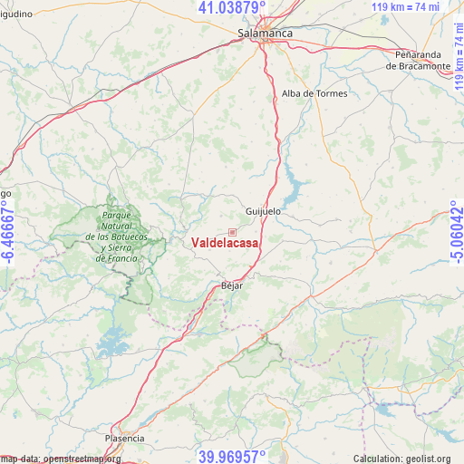 Valdelacasa on map