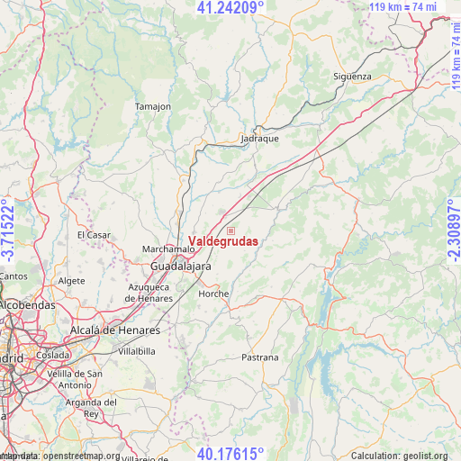 Valdegrudas on map