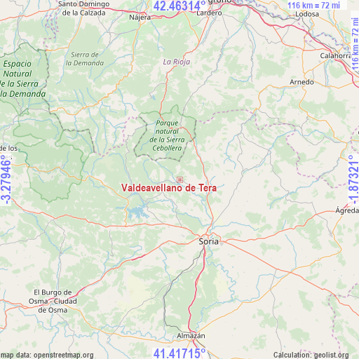 Valdeavellano de Tera on map