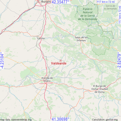 Valdeande on map