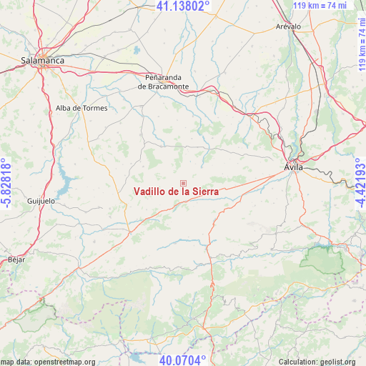 Vadillo de la Sierra on map