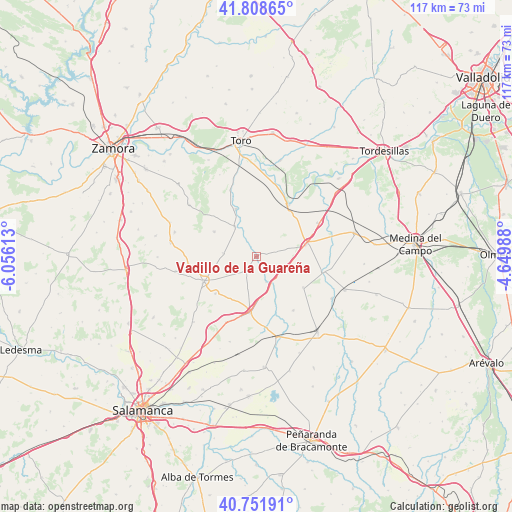 Vadillo de la Guareña on map