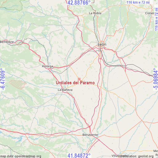 Urdiales del Páramo on map