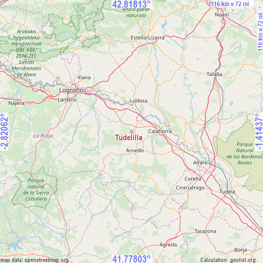 Tudelilla on map