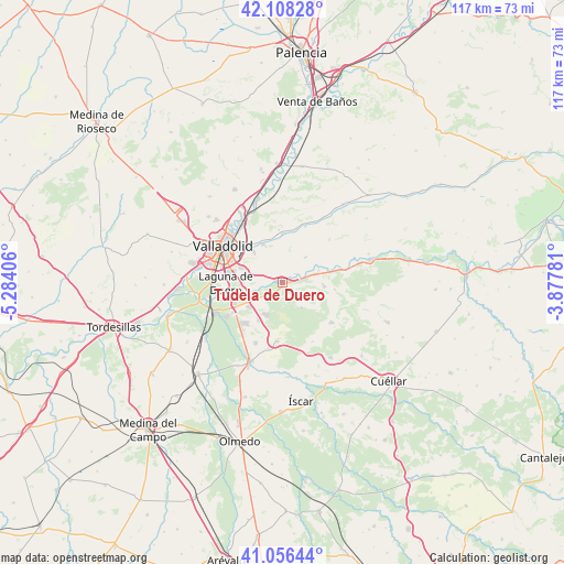 Tudela de Duero on map