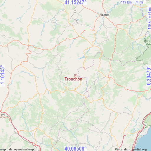 Tronchón on map