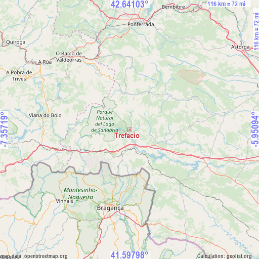 Trefacio on map