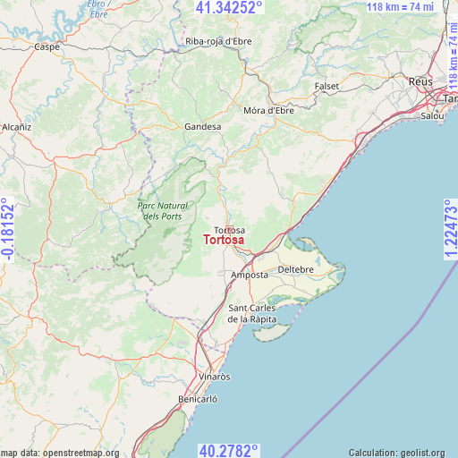 Tortosa on map