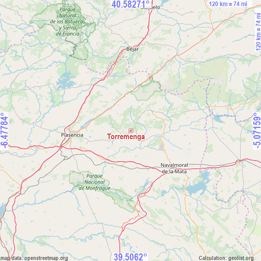 Torremenga on map