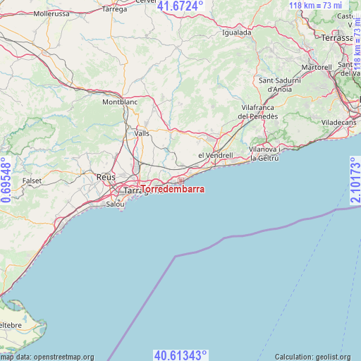 Torredembarra on map