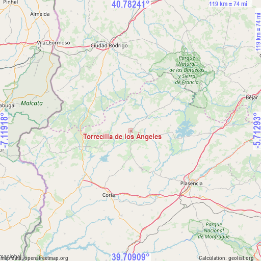Torrecilla de los Ángeles on map