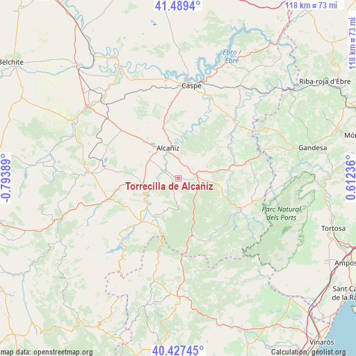 Torrecilla de Alcañiz on map