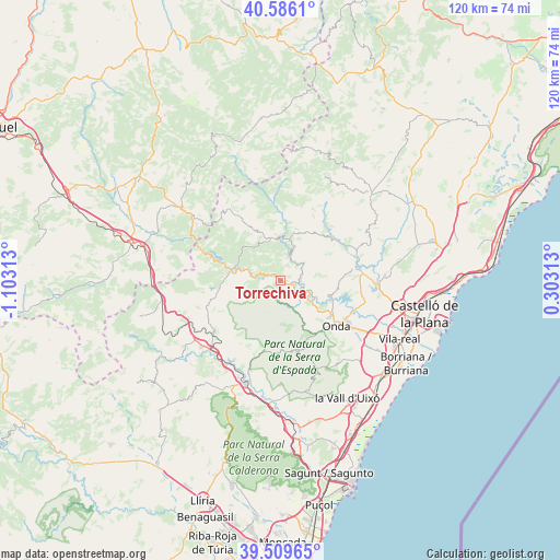 Torrechiva on map