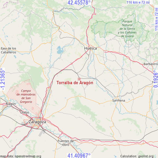 Torralba de Aragón on map