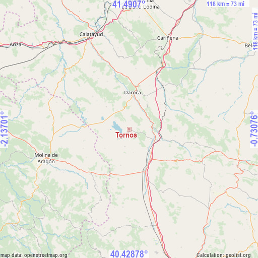 Tornos on map