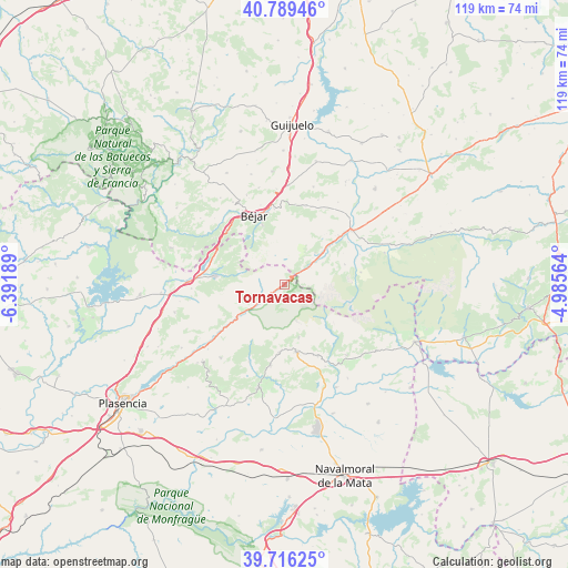 Tornavacas on map