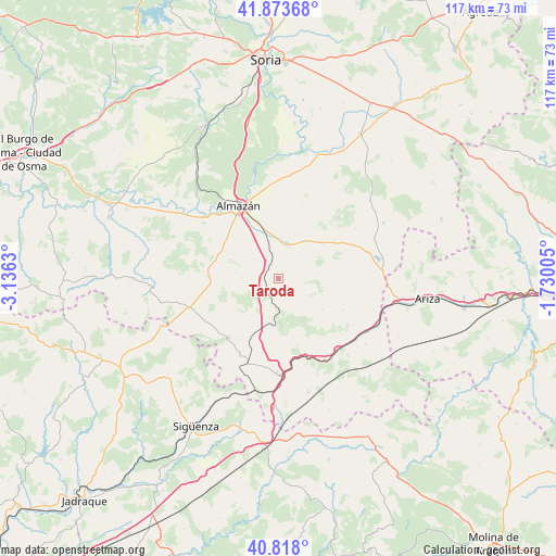 Taroda on map