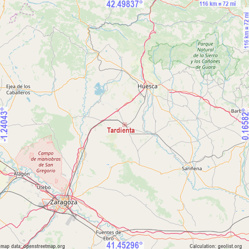 Tardienta on map