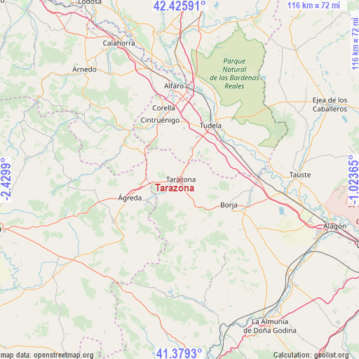 Tarazona on map