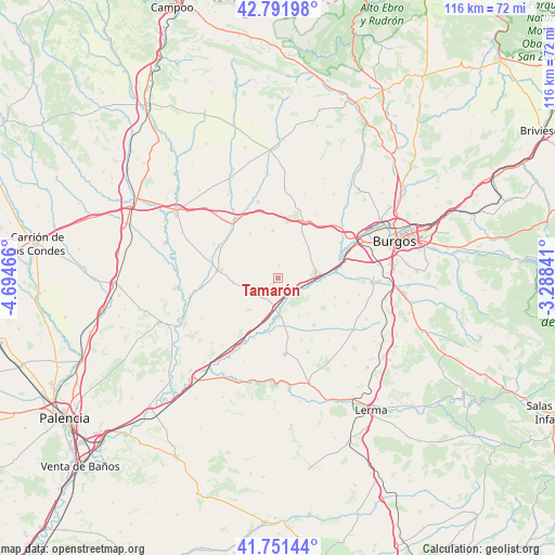 Tamarón on map