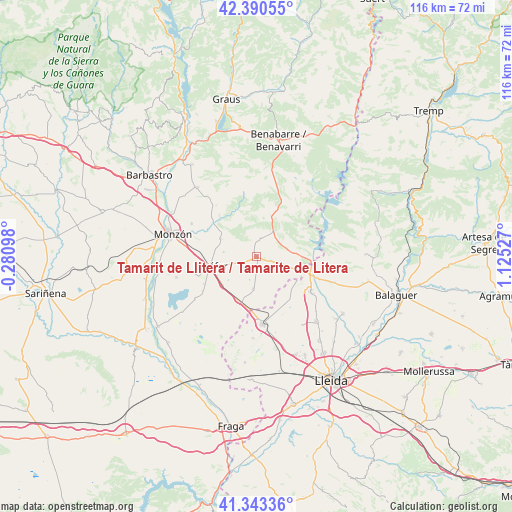 Tamarit de Llitera / Tamarite de Litera on map
