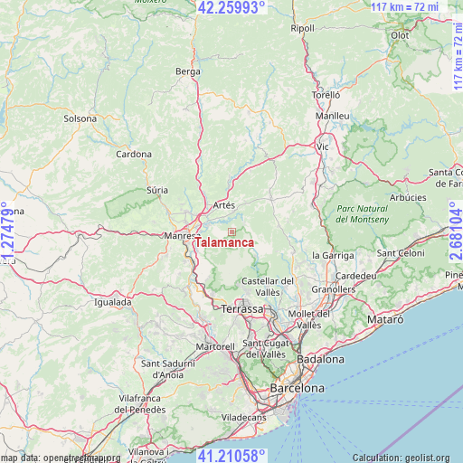 Talamanca on map