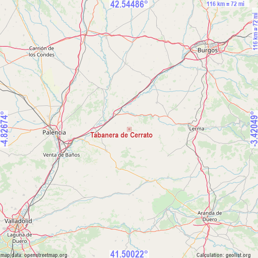 Tabanera de Cerrato on map