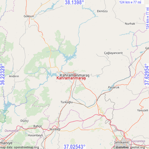 Kahramanmaraş on map