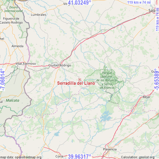 Serradilla del Llano on map