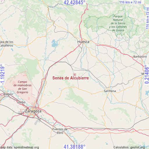 Senés de Alcubierre on map